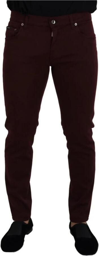 Dolce & Gabbana Bordeaux Slim Fit Jeans Italiaanse Luxe Brown Heren - Foto 8