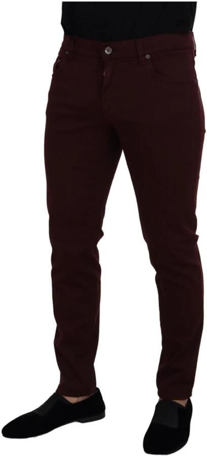 Dolce & Gabbana Bordeaux Slim Fit Jeans Italiaanse Luxe Brown Heren - Foto 6