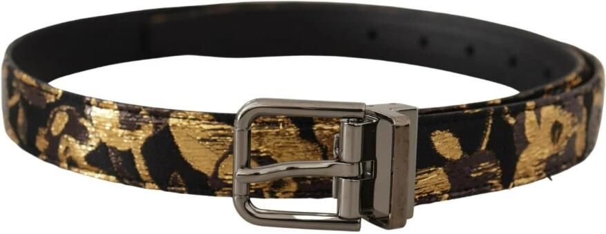 Dolce & Gabbana Multicolor Jacquard Leren Logo Metalen Gesp Riem Meerkleurig Unisex - Foto 3