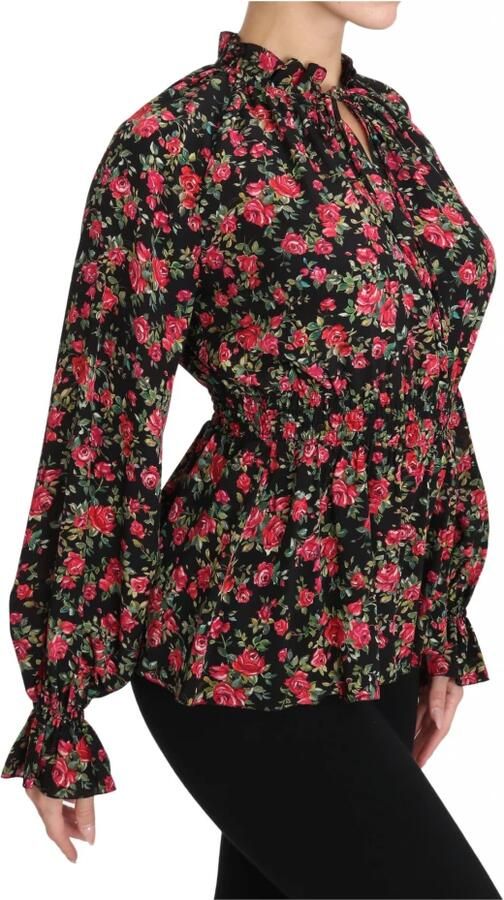 Dolce & Gabbana Zwarte bloemen zijden overhemd Multicolor Dames - Foto 5