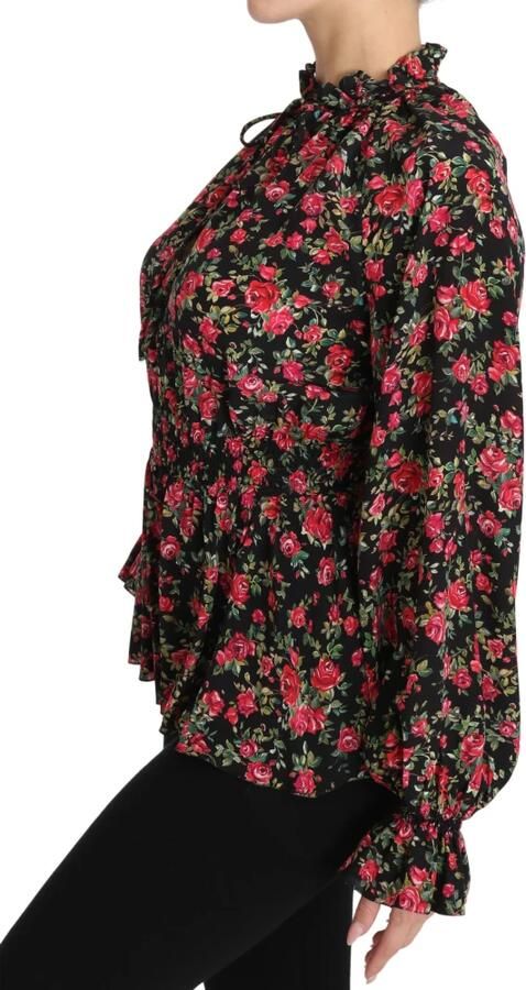 Dolce & Gabbana Zwarte bloemen zijden overhemd Multicolor Dames - Foto 6