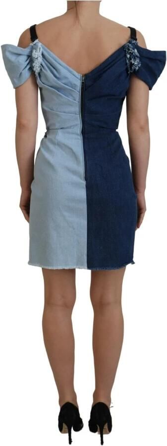 Dolce & Gabbana Twee-tone blauwe patchwork denim mini-jurk Blue Dames - Foto 5