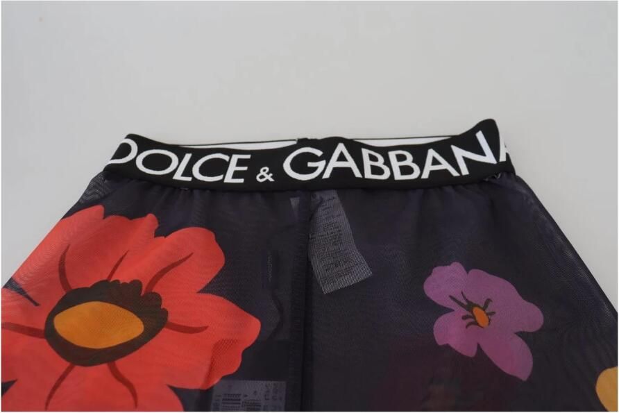 Dolce & Gabbana Elegante Leggings met Bloemenprint en Hoge Taille Black Dames