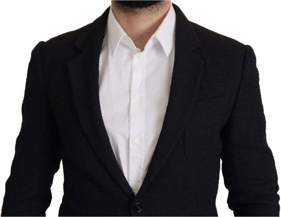 Dolce & Gabbana Zwarte Wollen Blazer met Koninginnebij Borduursel Black Heren - Foto 2