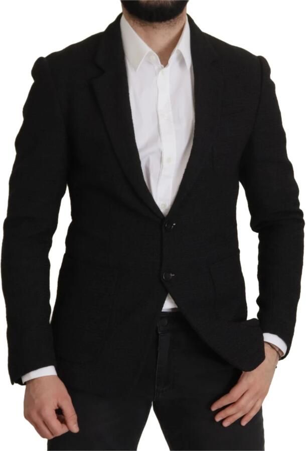 Dolce & Gabbana Zwarte Wollen Blazer met Koninginnebij Borduursel Black Heren - Foto 4