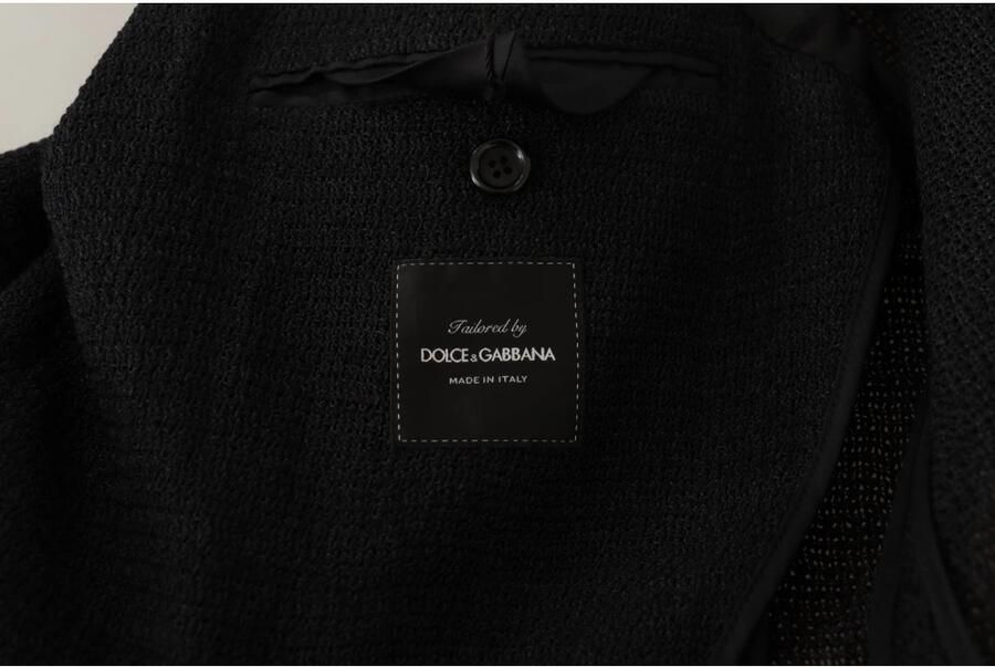 Dolce & Gabbana Zwarte Wollen Blazer met Koninginnebij Borduursel Black Heren - Foto 5