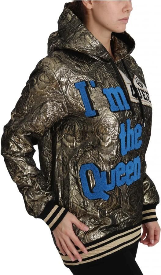 Dolce & Gabbana Queen Jacquard Goud Sweatshirt Hoodie Meerkleurig Dames - Foto 4