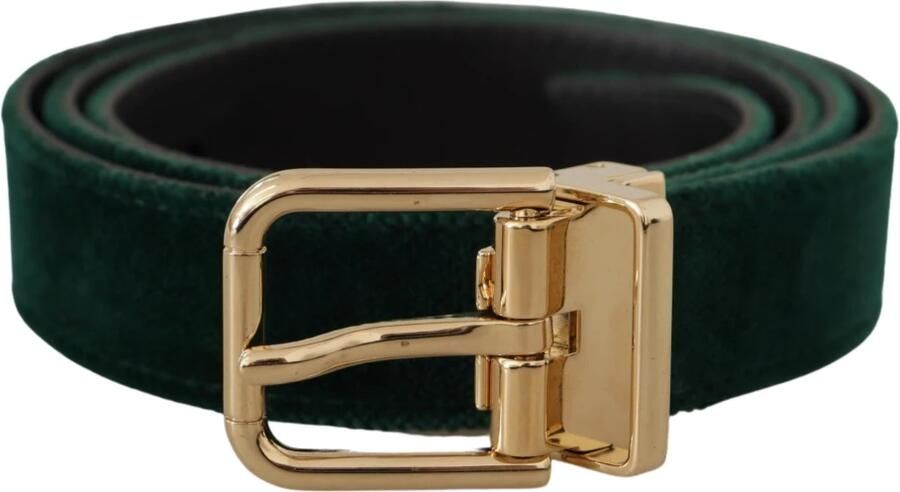 Dolce & Gabbana Zwart Fluweel Leren Riem met Goudkleurige Metalen Gesp Black - Foto 19