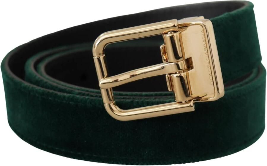 Dolce & Gabbana Zwart Fluweel Leren Riem met Goudkleurige Metalen Gesp Black - Foto 5
