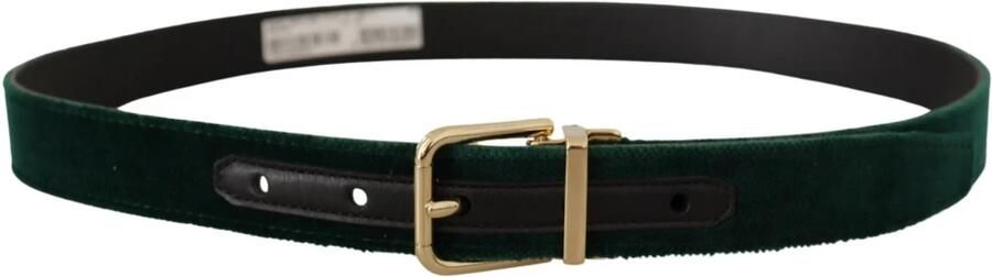 Dolce & Gabbana Zwart Fluweel Leren Riem met Goudkleurige Metalen Gesp Black - Foto 18