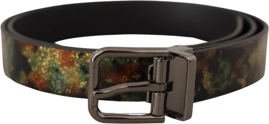 Dolce & Gabbana Zwart Fonkelend Leren Riem met Metalen Gesp Black Heren - Foto 3