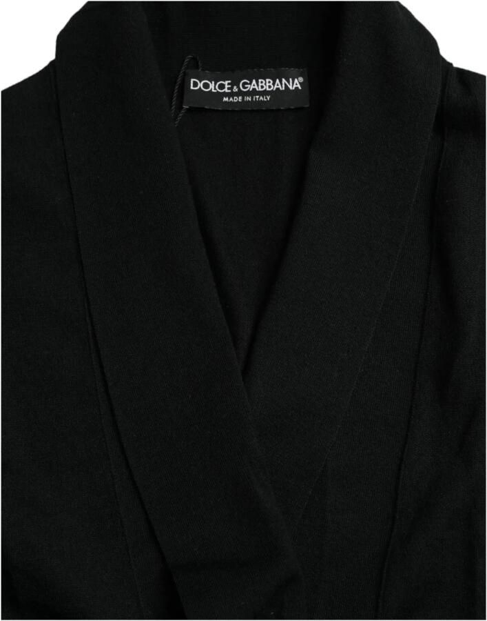 Dolce & Gabbana Luxe Zwarte Kasjmier Badjas met Tailleband Black Heren