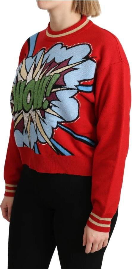 Dolce & Gabbana Red Knitted Cashmere Cartoon Top Sweater Rood Dames - Foto 3