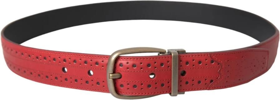 Dolce & Gabbana Geperforeerde Leren Riem Metalen Gesp Red - Foto 5