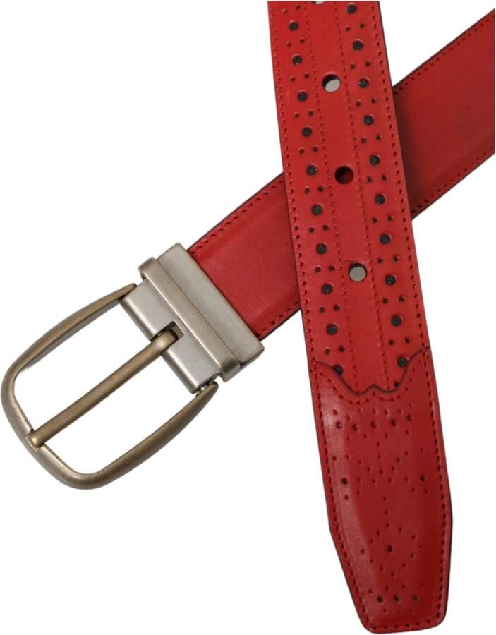 Dolce & Gabbana Geperforeerde Leren Riem Metalen Gesp Red - Foto 4