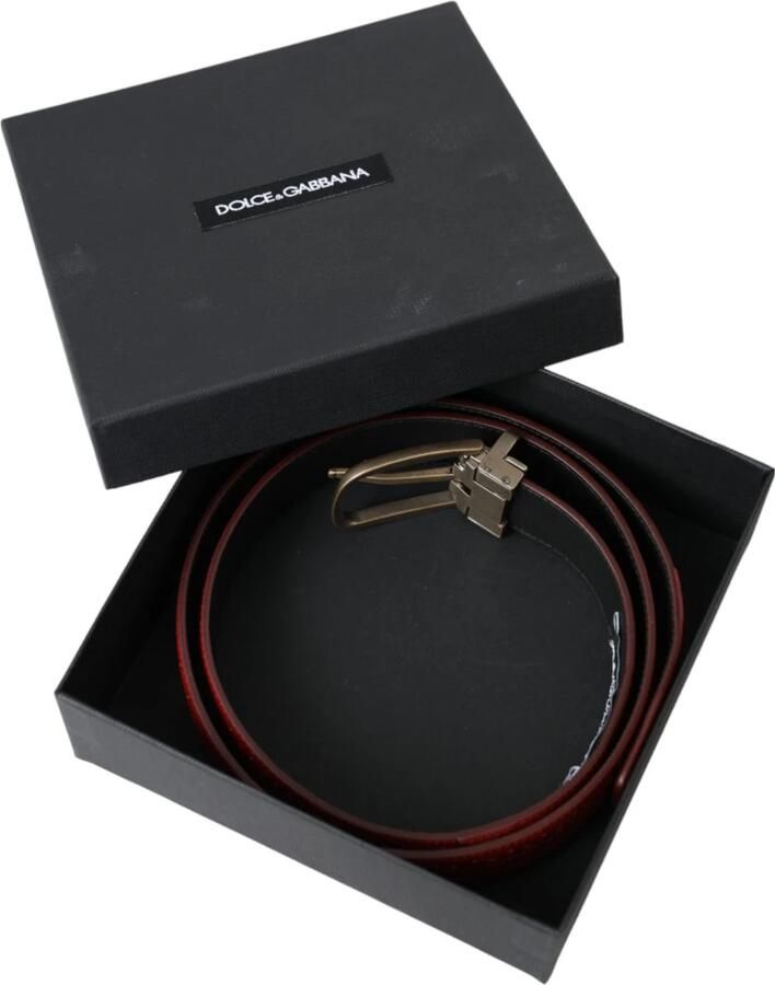 Dolce & Gabbana Geperforeerde Leren Riem Metalen Gesp Red - Foto 2