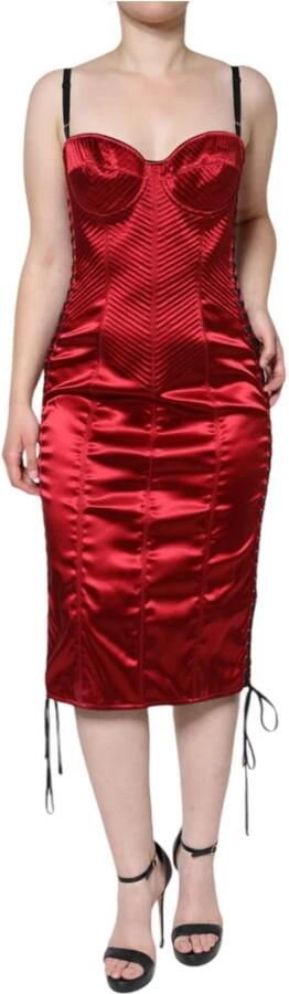 Dolce & Gabbana Rode Kant Bodycon Korset Jurk Red Dames