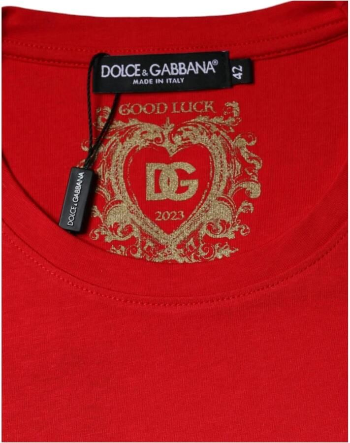 Dolce & Gabbana Rode Katoenen Logo T-shirt voor Vrouwen Red Dames