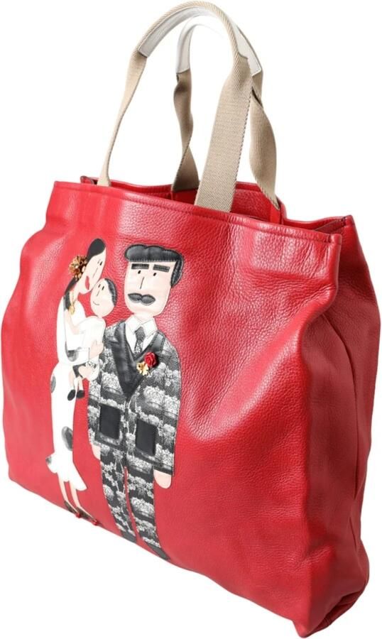 D&G Boodschappentas D&G Familie Appliqu Tote Rood Lederen Tote - Foto 5