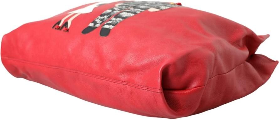 D&G Boodschappentas D&G Familie Appliqu Tote Rood Lederen Tote - Foto 6