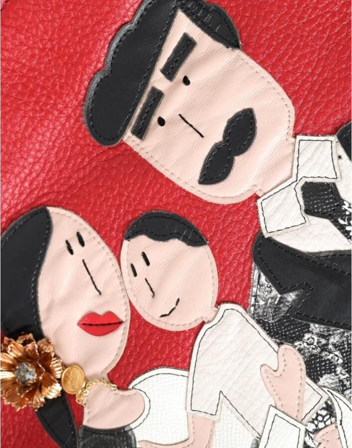 D&G Boodschappentas D&G Familie Appliqu Tote Rood Lederen Tote - Foto 3