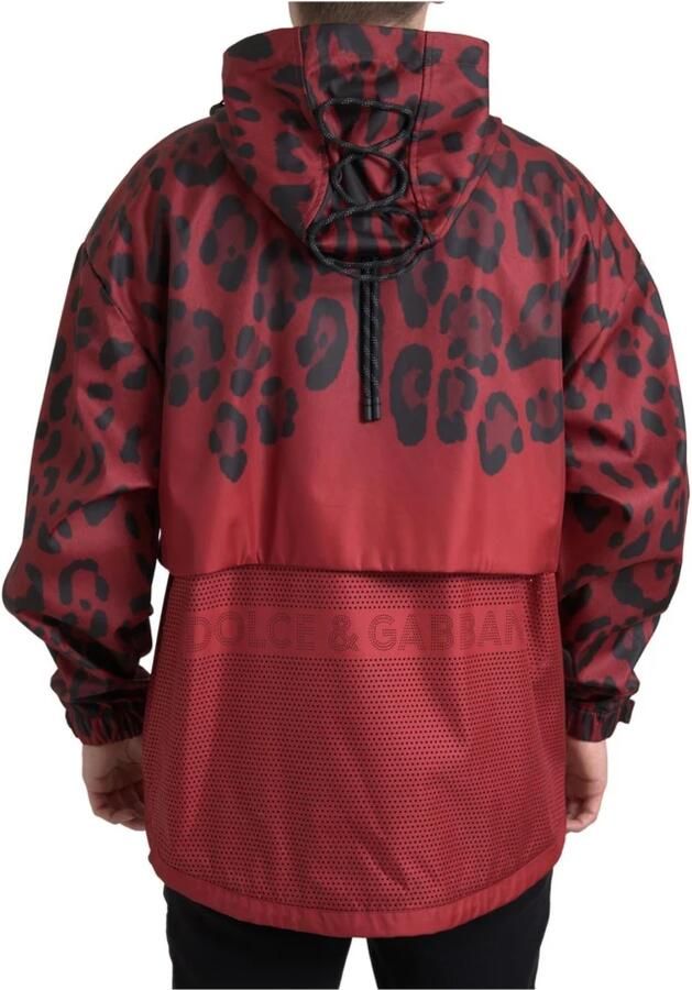 Dolce & Gabbana Rode Luipaardprint Hooded Regenjas Multicolor Heren - Foto 5