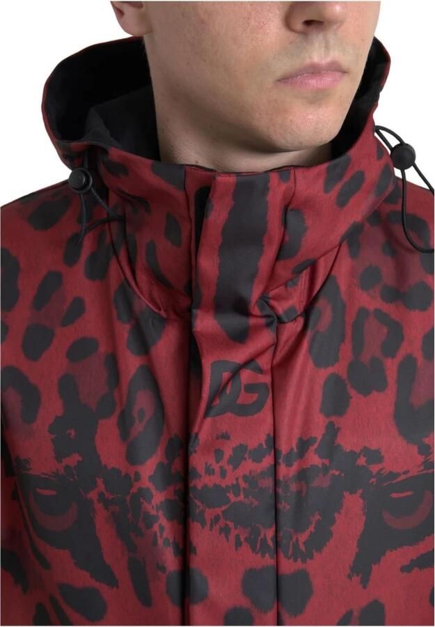 Dolce & Gabbana Rode Luipaardprint Hooded Regenjas Multicolor Heren - Foto 2