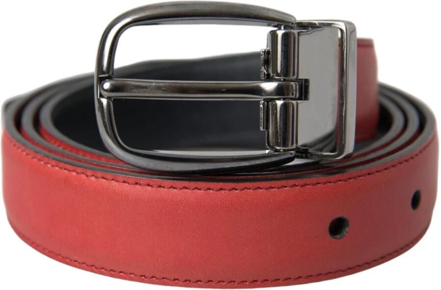 Dolce & Gabbana Rood Leren Metalen Gesp Riem Red Heren - Foto 6
