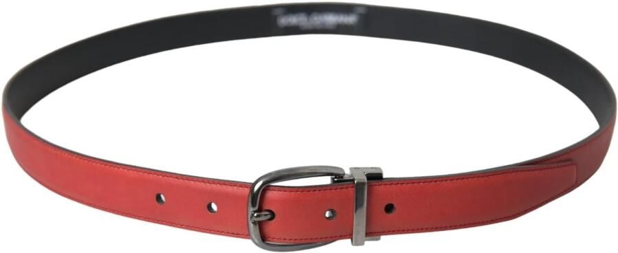 Dolce & Gabbana Rood Leren Metalen Gesp Riem Red Heren - Foto 4