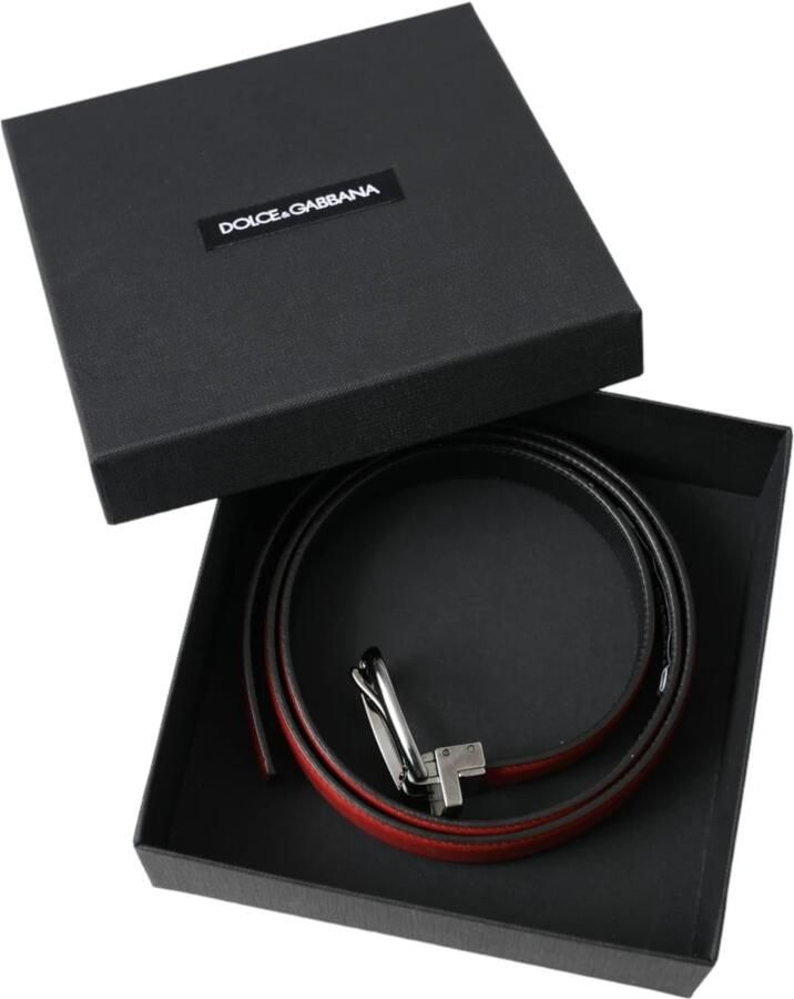 Dolce & Gabbana Rood Leren Metalen Gesp Riem Red Heren - Foto 2