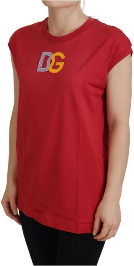 Dolce & Gabbana Rode Katoenen DG Logo Tank Top T-shirt Red Dames - Foto 4