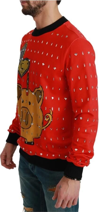 Dolce & Gabbana Rode Kristallen Varken Trui 2019 Collectie Rood Heren - Foto 3