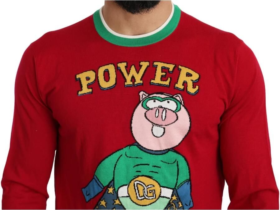 Dolce & Gabbana Rode wollen en zijden trui met ronde hals Red Heren