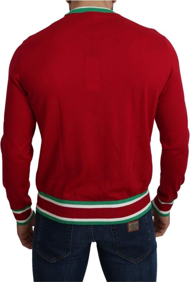Dolce & Gabbana Rode wollen en zijden trui met ronde hals Red Heren