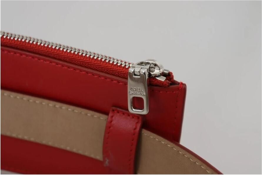 Dolce & Gabbana Rood Leren AirPods Muntportemonnee Riem Red Dames - Foto 4