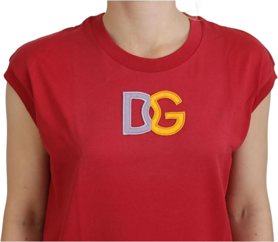 Dolce & Gabbana Rode Katoenen DG Logo Tank Top T-shirt Red Dames