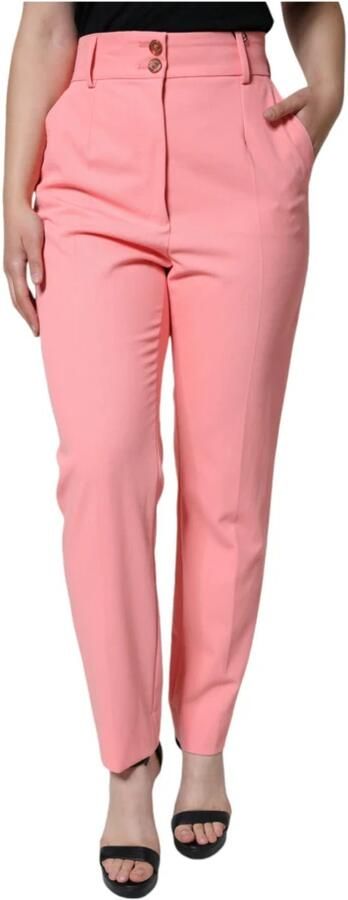 Dolce & Gabbana Rose Pink High Waist Tapered Pants Pink Dames