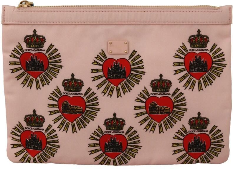 Dolce & Gabbana Koppeling roze d; g logo devotion hart nylon zak portemonnee Roze Dames - Foto 4