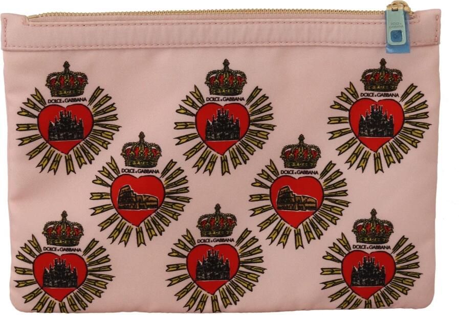 Dolce & Gabbana Koppeling roze d; g logo devotion hart nylon zak portemonnee Roze Dames - Foto 2