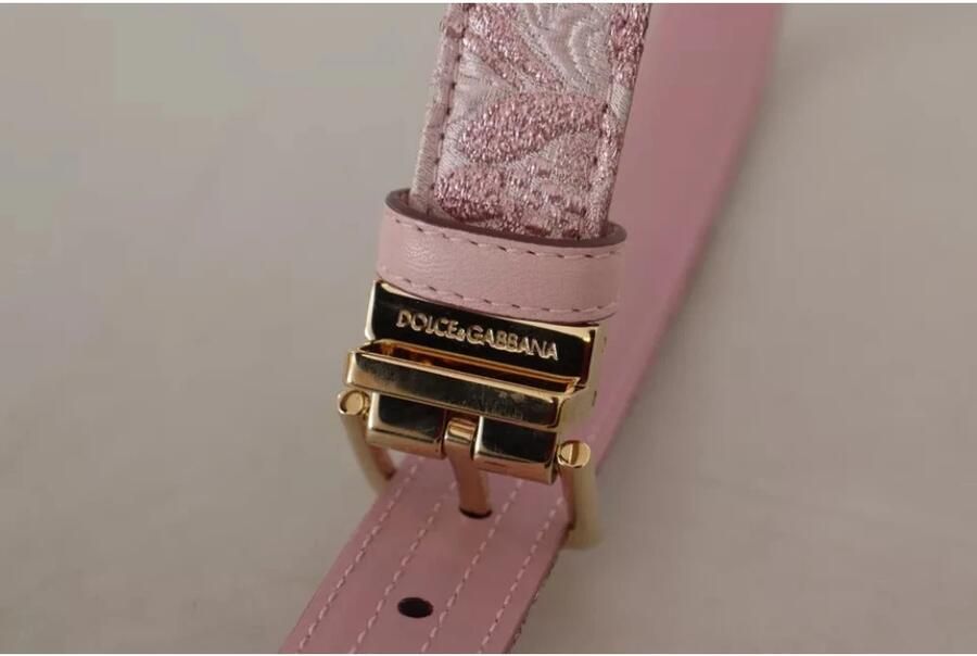 Dolce & Gabbana Roze Jacquard Geborduurde Riem met Gouden Gesp Pink Dames