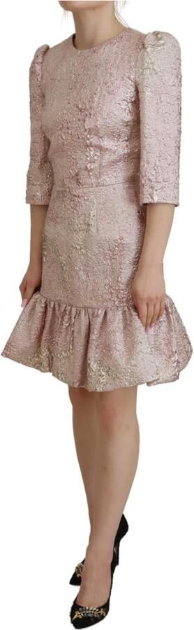 Dolce & Gabbana Roze Jacquard Sheath Midi Jurk Pink Dames - Foto 7