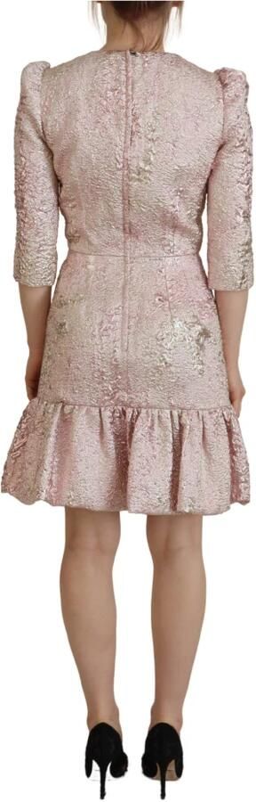 Dolce & Gabbana Roze Jacquard Sheath Midi Jurk Pink Dames - Foto 6