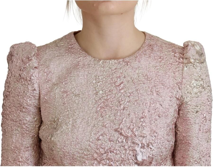 Dolce & Gabbana Roze Jacquard Sheath Midi Jurk Pink Dames