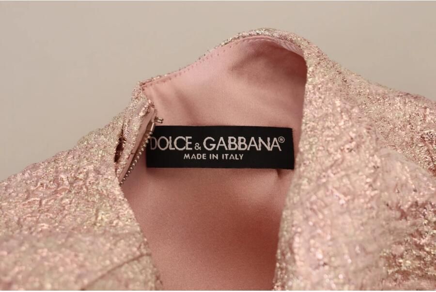 Dolce & Gabbana Roze Jacquard Sheath Midi Jurk Pink Dames - Foto 3