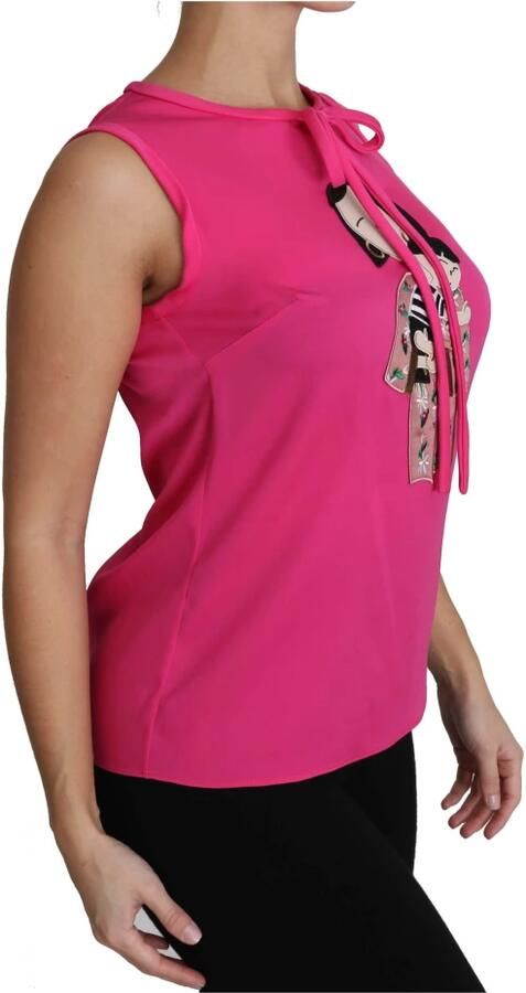 Dolce & Gabbana Pink Family Silk Tank Mama Blouse Top Shirt Roze Dames - Foto 4