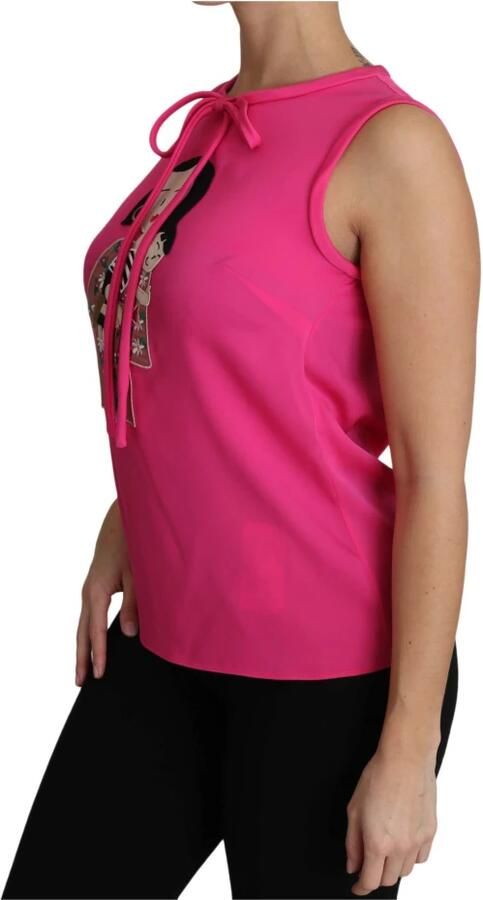 Dolce & Gabbana Pink Family Silk Tank Mama Blouse Top Shirt Roze Dames - Foto 3
