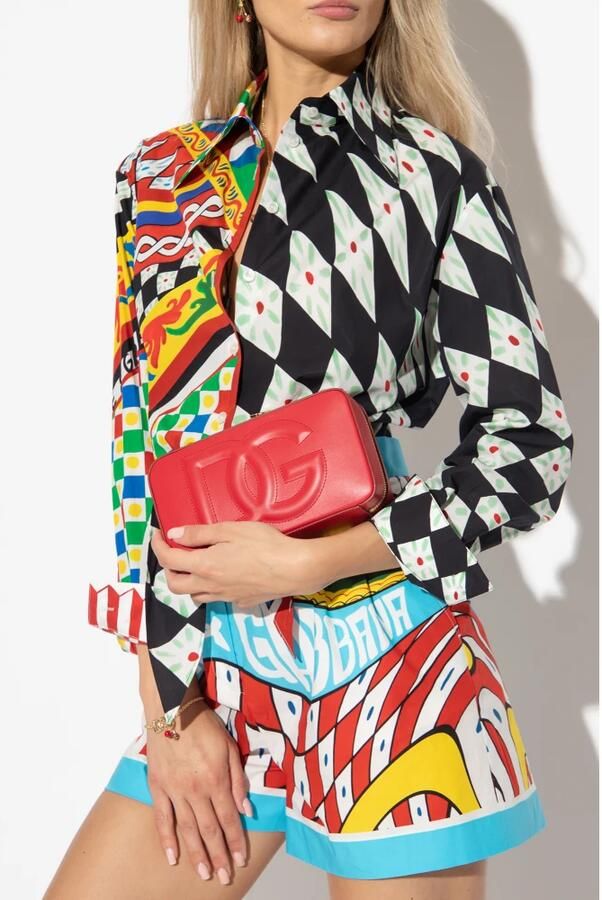 Dolce & Gabbana Schoudertas met Goudkleurige Hardware en Monogram Red Dames