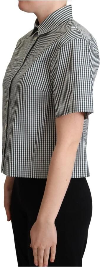 Dolce & Gabbana White Green Cotton Check Shirt Blouse Top Groen Dames - Foto 3
