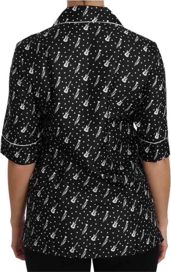 D&G Overhemd D&G Muziek Print Zijden Shirt Korte Mouwen Blouse - Foto 3