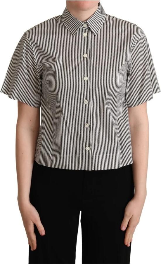 Dolce & Gabbana Gestreept Katoenen Overhemd Authentiek Italiaans Ontwerp Gray Dames - Foto 3